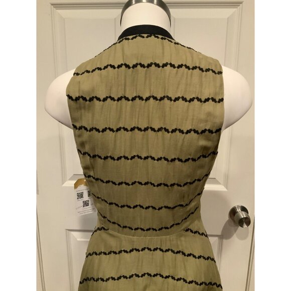 Postmark Green & Navy Blue Embroidered Striped Button-Up Dress Size 2 - Picture 6 of 8